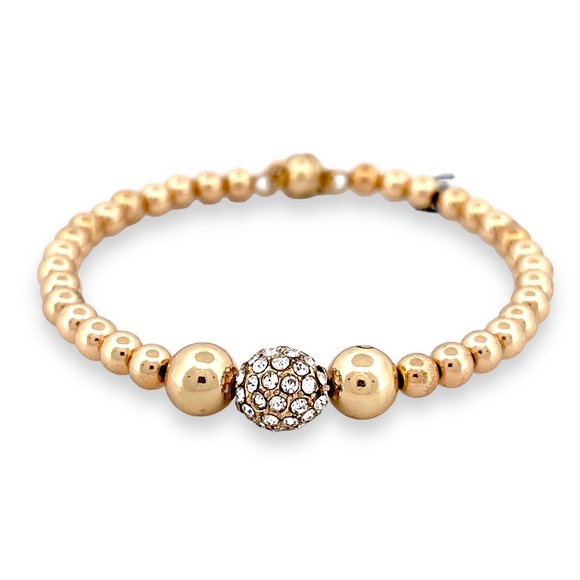 Guess Magnetic Closure Gold Tone Bead and Rhinestone Bracelet - Picture 2 of 3